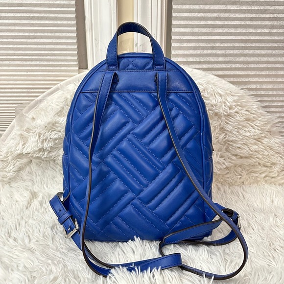 Michael Kors Abbey‎ Quilted Leather Zip Backpack Cobalt Blue Medium - Picture 4 of 10